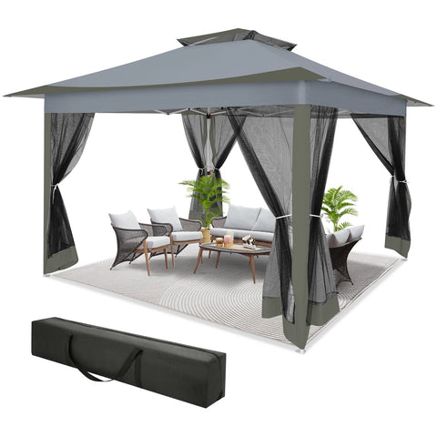 12x12ft Pop-Up Gazebo Tent with Mosquito Netting